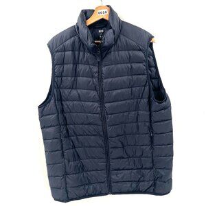 Uniqlo ultra light down puffer vest travel navy full zip outdoor gorpcore XL men